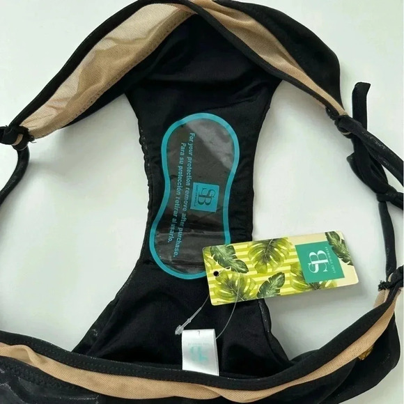 SABZ‎ Swimwear Bruna Black Strappy Bikini Bottom L Tie Side - Picture 6 of 7